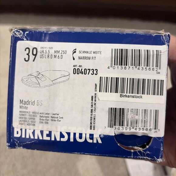 NIB Birkenstock Madrid Mules White Sandals Slides Shoes Size EU 39 Women 8 - Picture 8 of 9